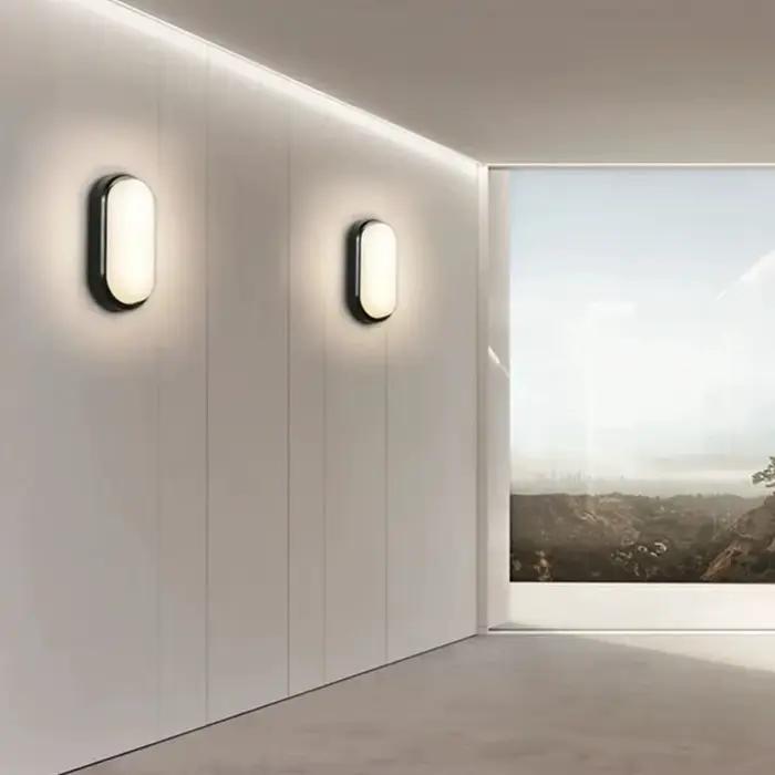Applique éclairage monté en Surface mur LED lampe étanche à l'humidité plafonnier ovale moderne montage mural lumière extérieure