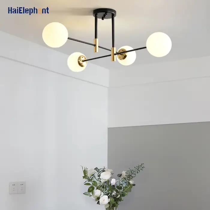 Nordique noir or LED lustre moderne chambre salon salle à manger étude lustre maison décoration intérieure lampes d'éclairage