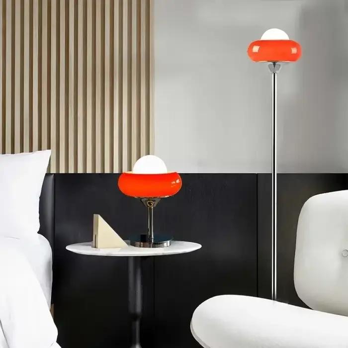 Lampe de table rétro LED en verre et métal moderne pour salon et chambre à coucher