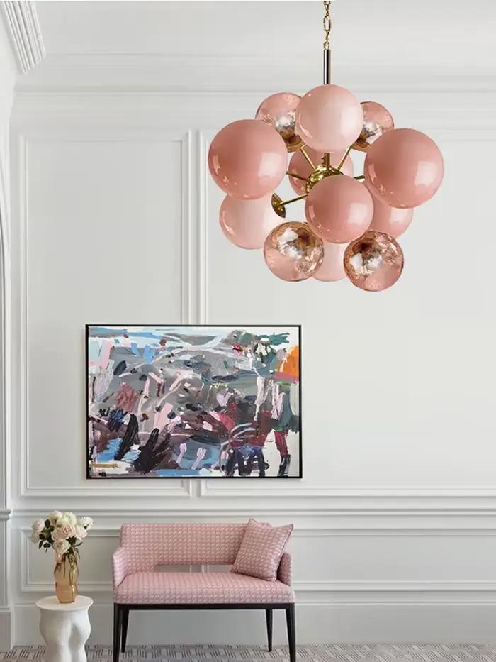 Bolles roses Blast Art lustre en verre Design moderne luminaire LED Design européen Villa Foyer salon plafond déco