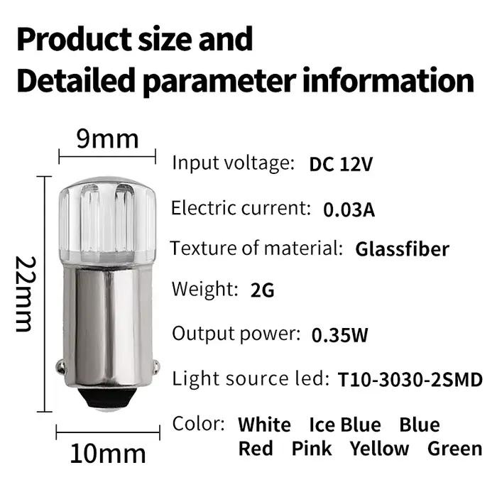 Lampe de signalisation Led Ba9s, puce T4W 3030, pour toit de voiture, éclairage de plaque d'immatriculation, blanc 6000K, 12V, 10 pièces