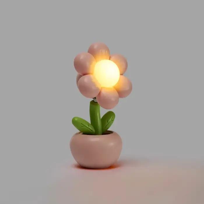 Mini LED fleur veilleuse mignon petite lampe de Table ornement de bureau chevet chambre lumières d'ambiance enfants jouet enfants cadeau de vacances