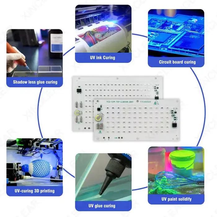 50W 100W UVA UV 395nm LED DOB panneau de source de lumière linéaire sans pilote AC 220V lampe à polymérisation haute tension perles de lampe UV