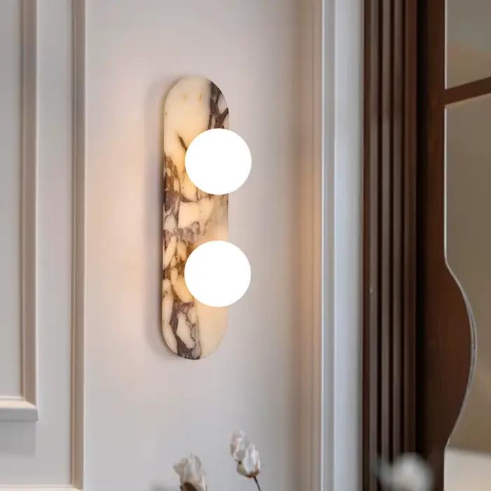 Lampe murale Led créative en marbre, décoration intérieure de maison, appliques murales en pierre naturelle pour salon, chambre à coucher, applique de chevet, lampe d'allée