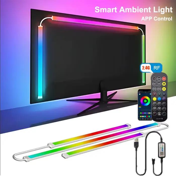 Bande lumineuse LED RGB intelligente pour écran d'ordinateur, synchronisation musicale, rétroéclairage de moniteur, décoration d'ambiance pour jeux et fêtes