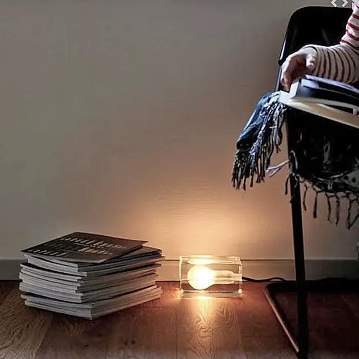 Lampe de Table LED en verre Transparent moderne