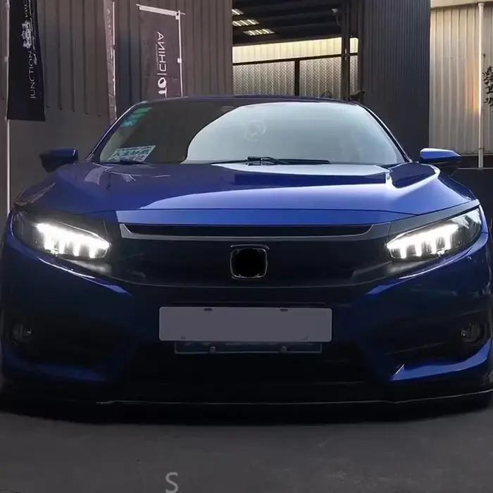 Feux avant de voiture pour Honda Civic X 10Th 2016 – 2021, ensemble de lentilles de phares automobiles LED, mise à niveau, accessoires de Style ailes d'ange