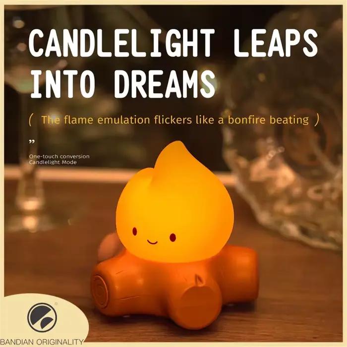 Feu de camp veilleuse mignon en Silicone souple lampe de sécurité décorations synchronisation réglable décor de chevet enfants bébés cadeaux d'halloween
