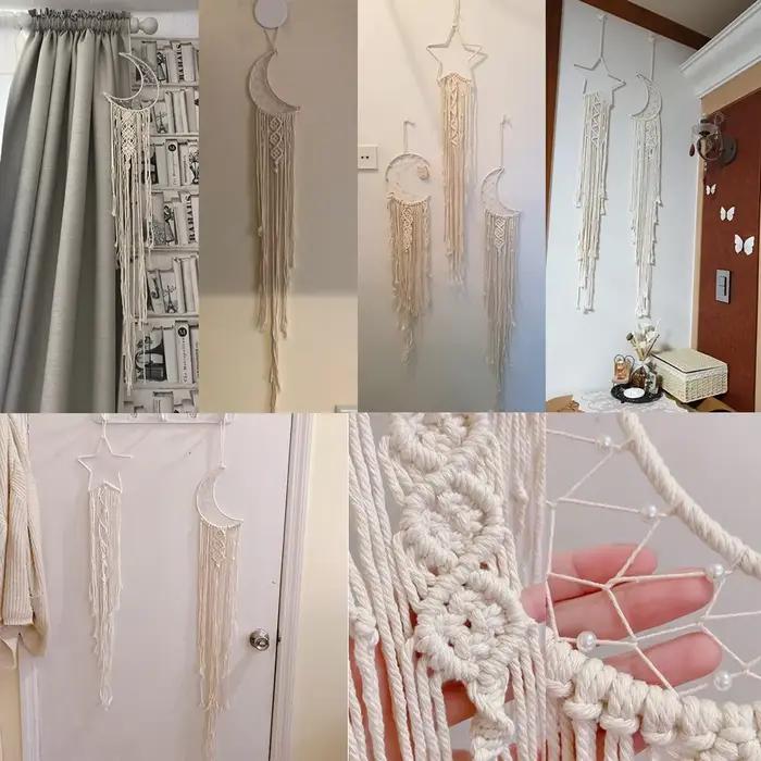 Applique Murale en Macramé de Style Nordique pour Chambre de Bébé et Enfant, Décoration de Maison Boho avec Lune, Ramadan
