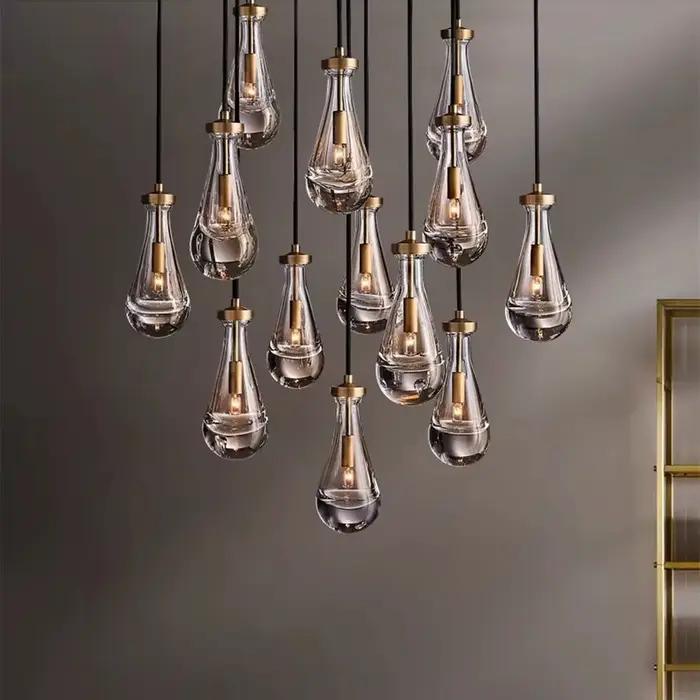 Lampe à suspension moderne en forme de goutte de pluie