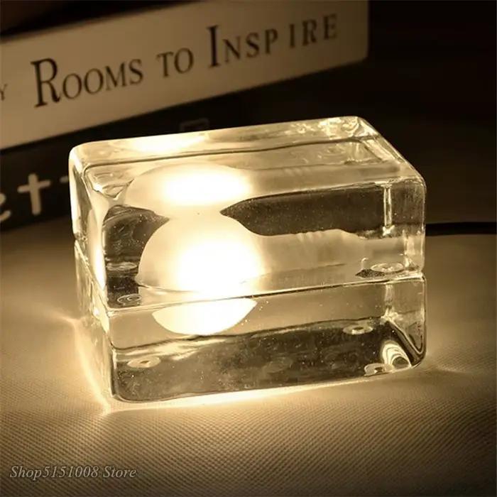 Lampe de Table LED en verre Transparent moderne