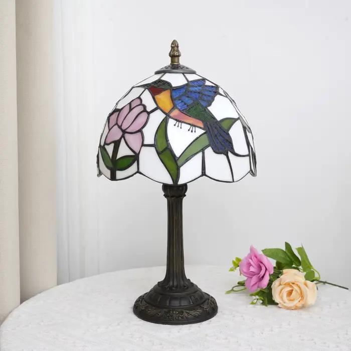 Lampe de table moderne, lampe en verre teinté style colibri, petite lampe antique de 8 pouces, pour table de chevet, chambre à coucher, salon