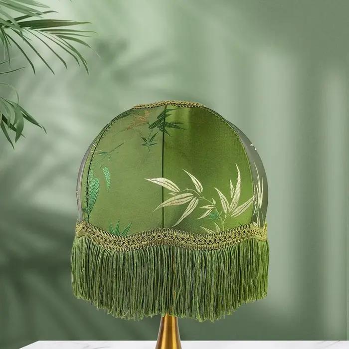 Abat-jour de lampe de Table, vert avec pompon, Durable, rétro, décoratif européen, fait à la main, pratique, pour lampe de chevet