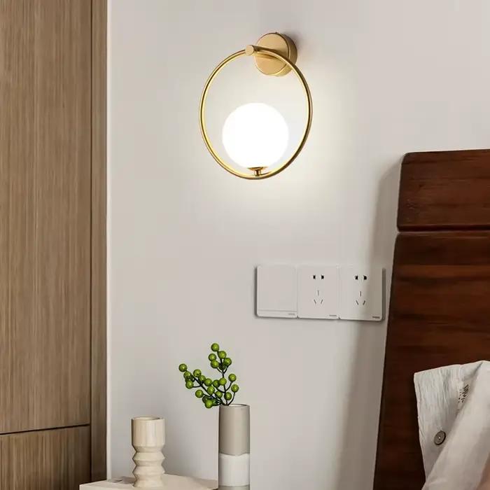 Lampes murales LED d'intérieur pour chambre à coucher de chevet avec ampoule G9 9w LED boule de verre éclairage mural applique murale pour salle à manger noir or