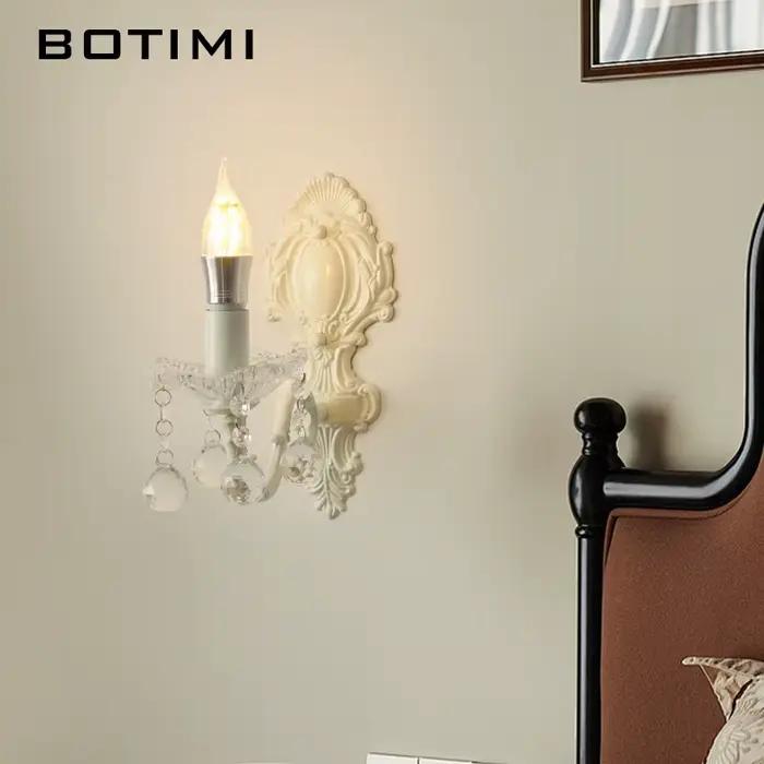 Applique murale en cristal de style français pour salon, élégante, rétro européen, couloir, couloir, chambre à coucher, éclairage de chevet