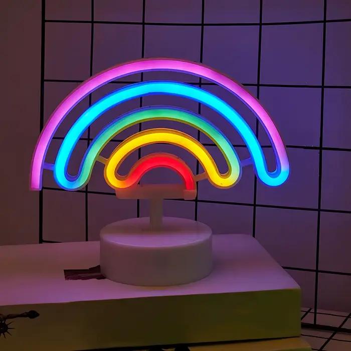 Lampes néon arc-en-ciel mignonnes, alimentées par USB ou piles, pour la maison, les mariages, les fêtes d'anniversaire, la décoration de bureau pour le Mois de la fierté, cadeaux