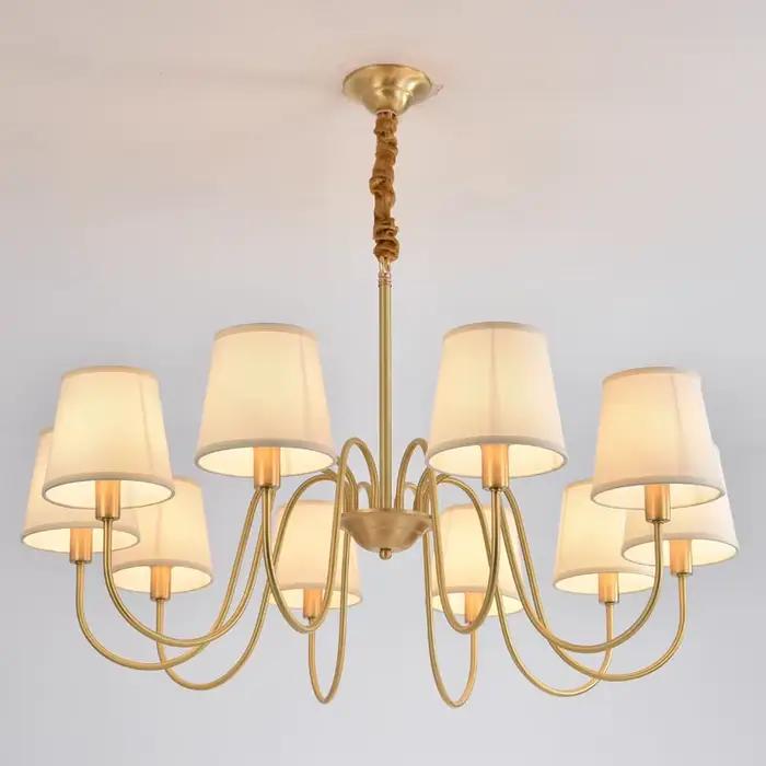 Lustre Led moderne plafonnier salon luminaire décor à la maison chambre cuisine salle à manger éclairage véritable cuivre tissu