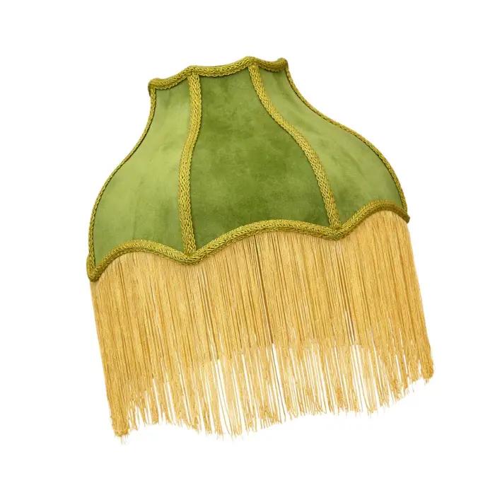 Abat-jour élégant en velours à pompons, style victorien, E27, pour lampe de table ou sur pied, éclairage décoratif
