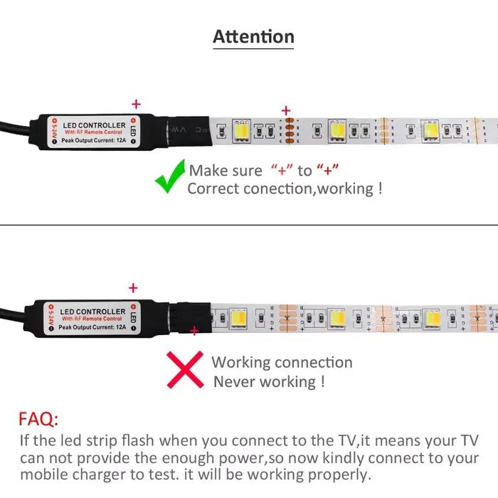 CCT LED bande lumières 5V USB Dimmable 30LED s/m SMD5050 CW WW double ruban Flexible blanc RF télécommande rétro-éclairage TV éclairage