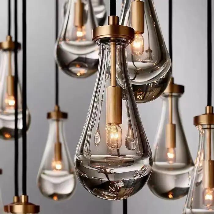 Lampe à suspension moderne en forme de goutte de pluie