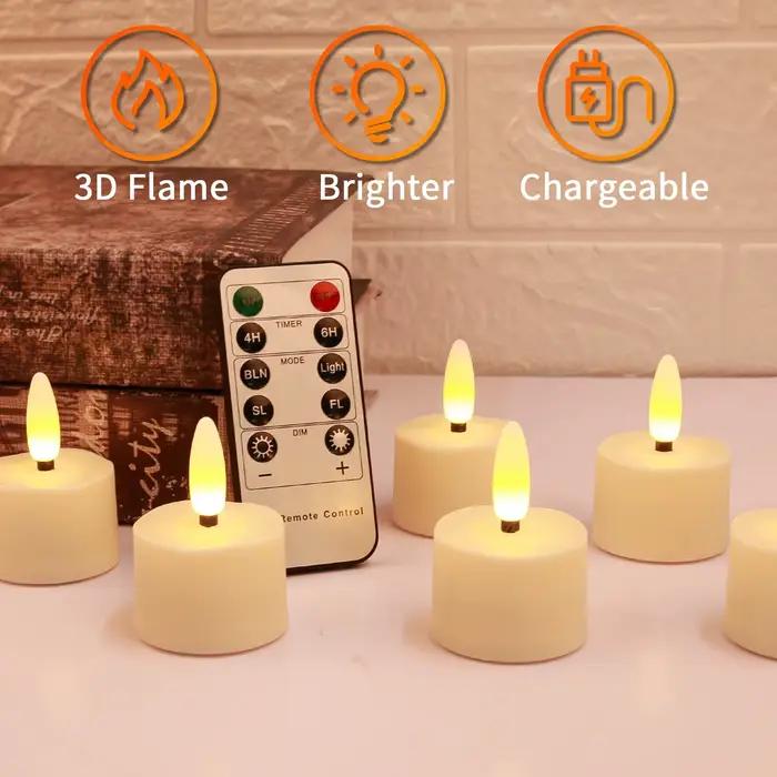 Bougies chauffe-plat LED rechargeables sans flamme, 6/12/18/24 pièces, décoration de maison, lampe électronique scintillante, cadeau pour la maison