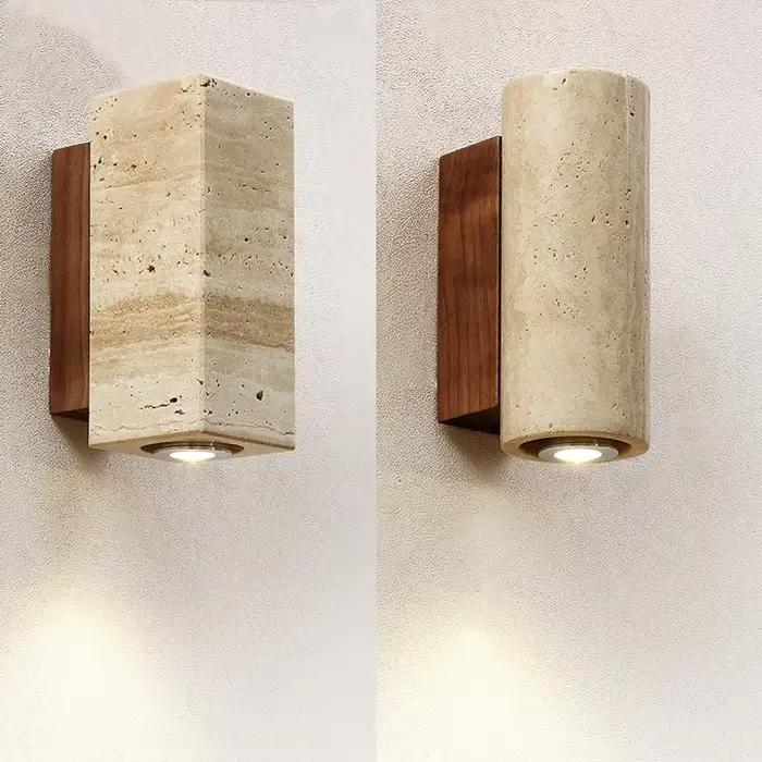 Wabi Sabi jaune marbre applique Led chevet japon chambre salon applique murale travertin escalier couloir décor applique
