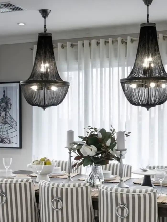 Lustre Américain Néoclassique à Pompons, Suspension Moderne pour Plafond Haut, Luminaires Suspendus pour Escalier, Lustre de Salon