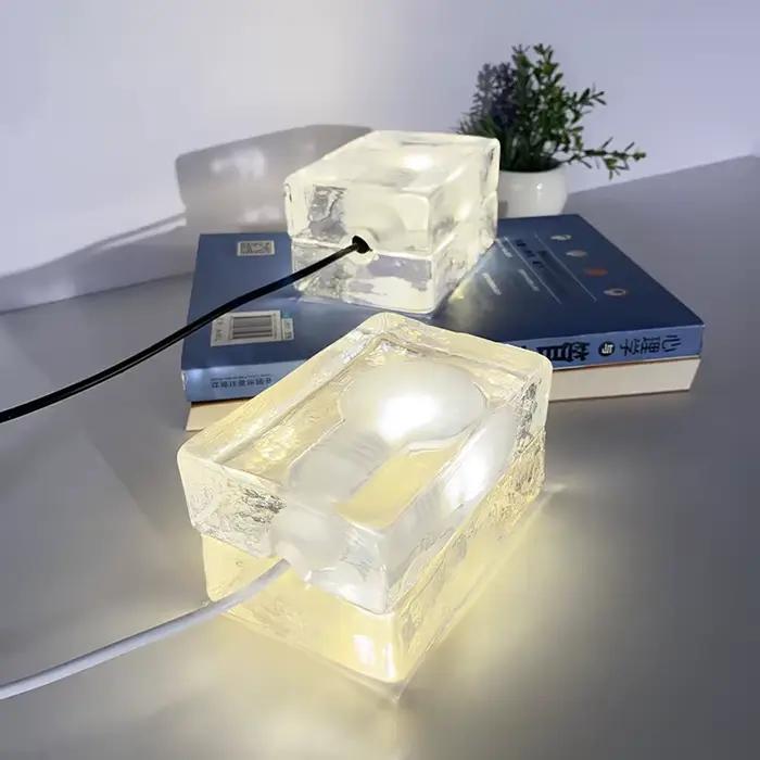 Lampe de Table LED en verre Transparent moderne