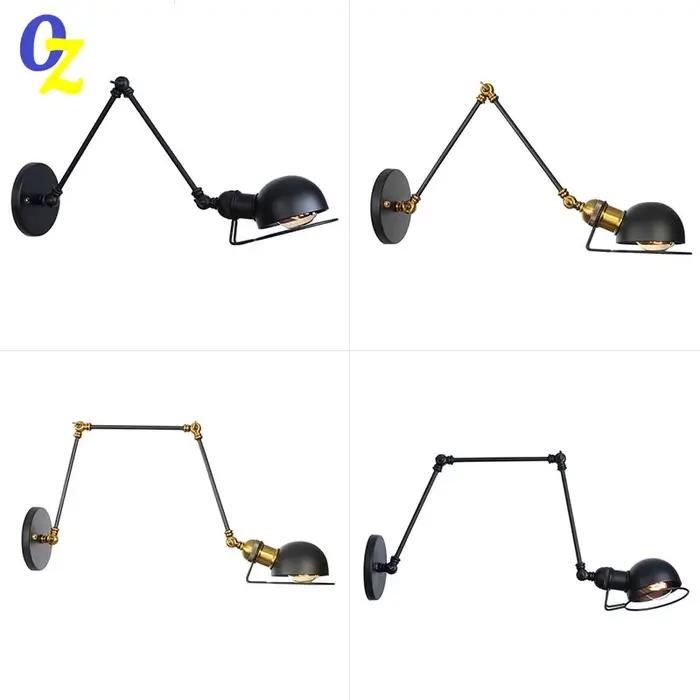 Moderne Simple réglable intérieur mur LED lampe blanc noir pour chevet étude Loft Vintage bras oscillant lecture luminaires E27
