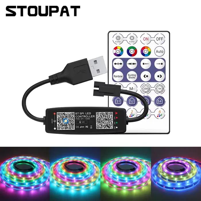 Contrôleur BLE WS2812B Musique Bluetooth pour bande lumineuse LED Pixel SK6812 WS2811 WS2812 Bande lumineuse LED USB 5V Contrôleur à distance par application
