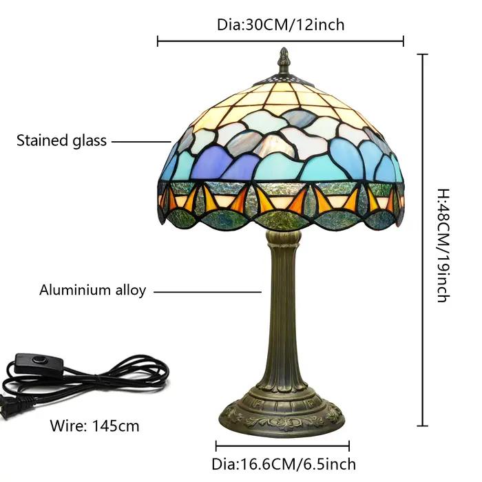 Lampe de table en verre teinté de 12 pouces avec abat-jour en forme de coquille d'abeille, éclairage décoratif pour la maison, le bureau, les lampes de bureau