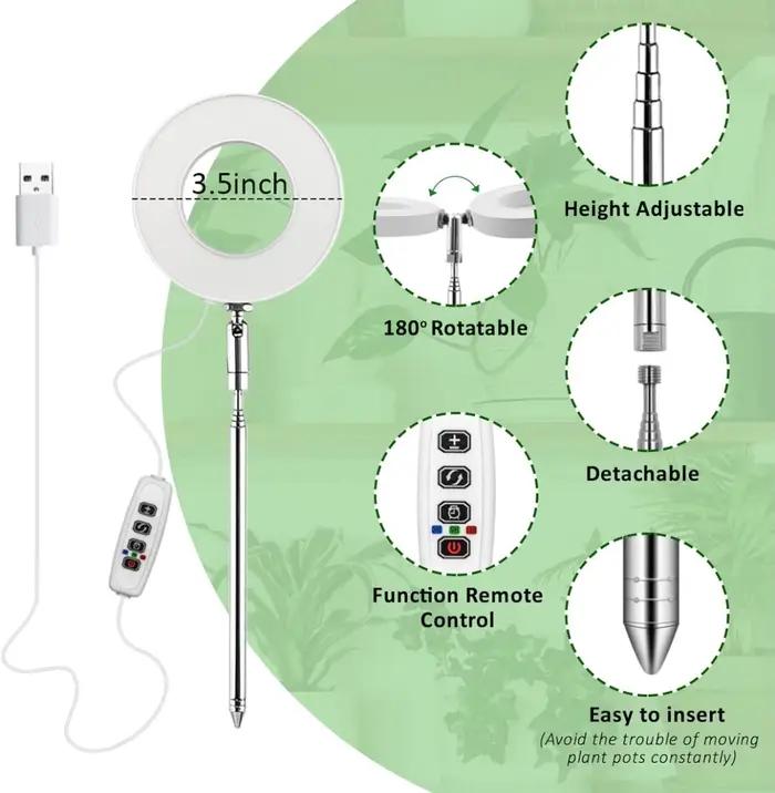 Lampe de culture LED à spectre complet pour plantes solaires d'intérieur, avec hauteur réglable, minuterie 3/9/12H, gradation à 10 niveaux pour jardin