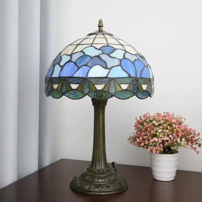 Lampe de table en verre teinté de 12 pouces avec abat-jour en forme de coquille d'abeille, éclairage décoratif pour la maison, le bureau, les lampes de bureau