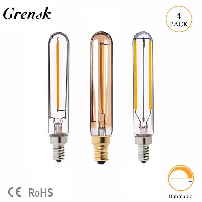 Lampes Edison rétro T20, 1W 2W, lumière LED à filament long, E14, 220V, ampoule de réfrigérateur à intensité variable, blanc chaud, décoration de chambre, 4 pièces/lot