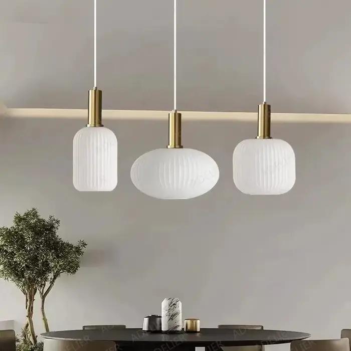 2025 Luminaire en verre blanc Restaurant nordique lampes suspendues simplicité combinaison gratuite bricolage Style Droplight lampe suspendue de chevet