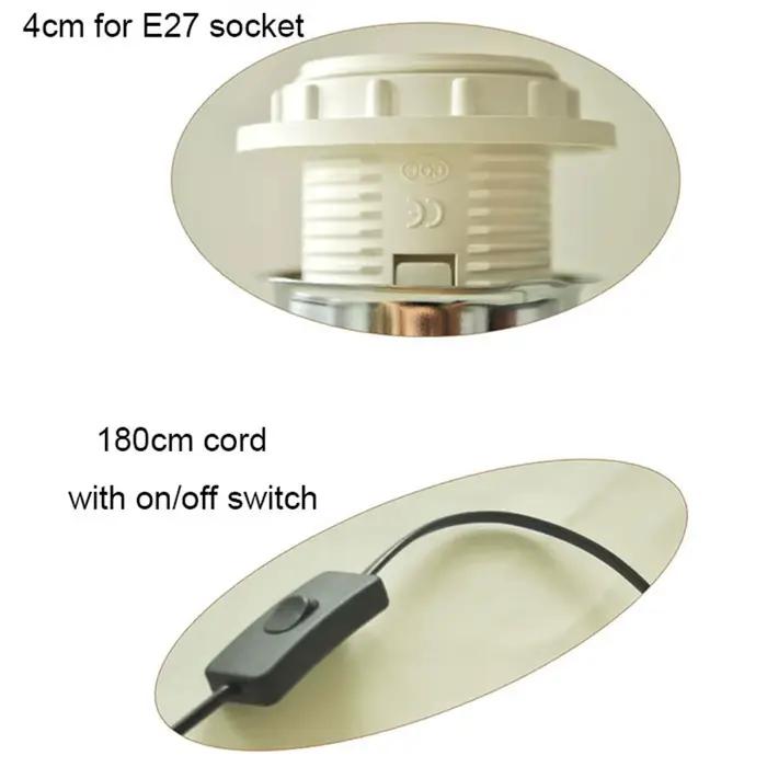 Support de lampe de table en bois massif circulaire avec interrupteur marche/arrêt sur cordon, support de lampe de chevet E27 à brancher pour l'éclairage domestique