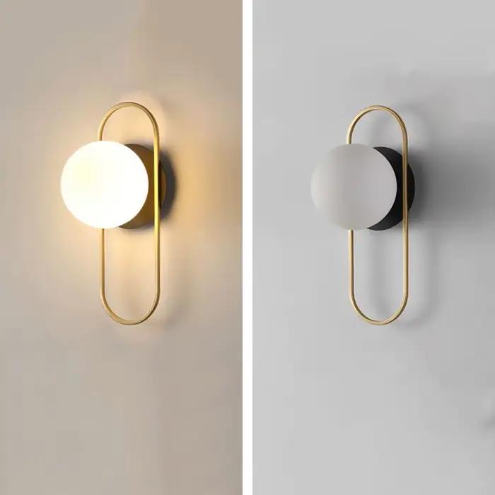 Lampes murales LED d'intérieur pour chambre à coucher de chevet avec ampoule G9 9w LED boule de verre éclairage mural applique murale pour salle à manger noir or