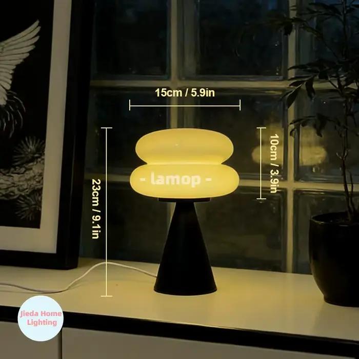 Lampe de table en verre à double couche en forme de donut