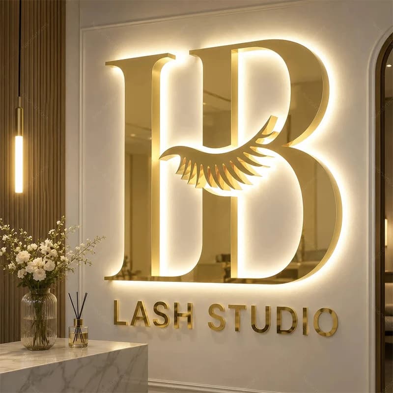 Enseigne lumineuse 3D personnalisée pour entreprise, grand format, lettres LED rétroéclairées, logo