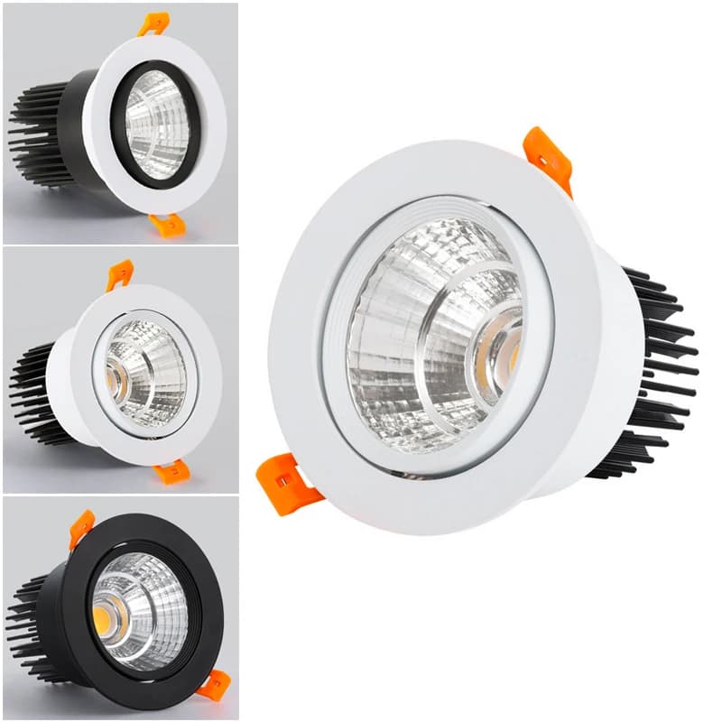 LED Spot plafonnier AC85-265V 3W 5W 7W 12W 15W aluminium encastré COB Downlights rond panneau LED éc