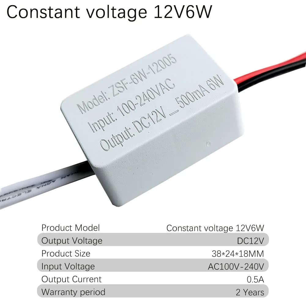 Pilote LED AC220V à DC12V, courant Constant, tension constante, ventilateur 6W, alimentation 500mA,