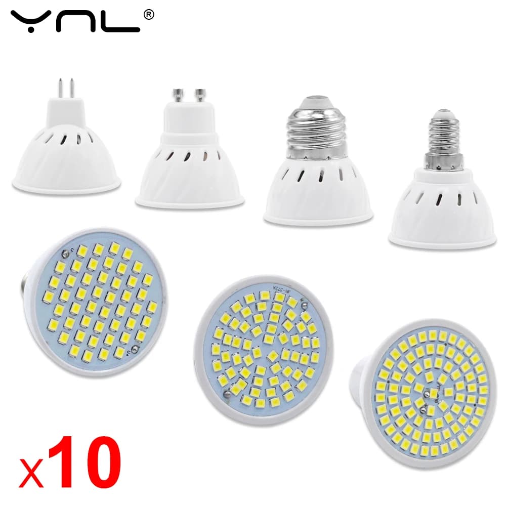 10 Pcs/Lot GU10 MR16 LED E27 E14 A MENÉ LE Projecteur De Lampe Ampoule AC 220V 240V 48 60 80 LED Bom