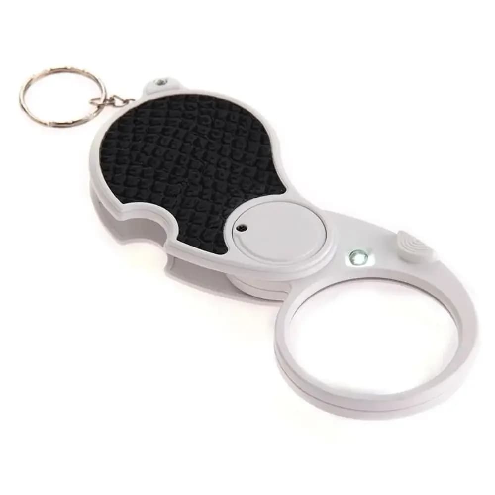 Porte-clés pliant portable 5X, mini loupe, clé JOwith Lampe LED, Loupe durable, Outil de poche, Cade