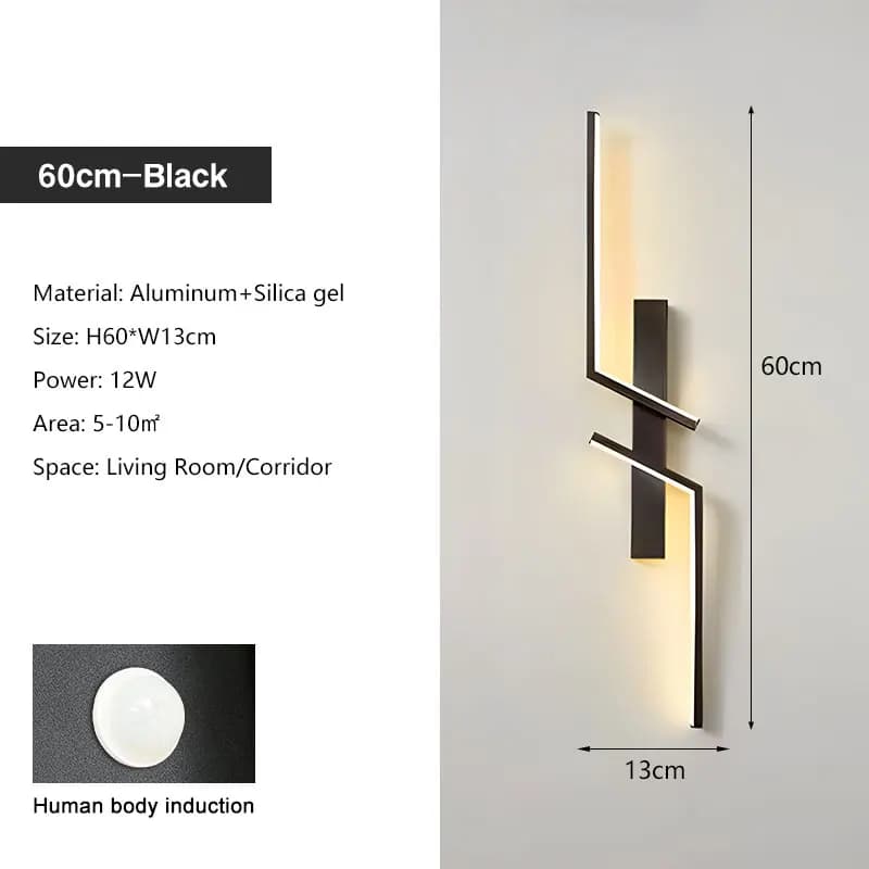 Applique Murale LED avec Capteur de Mouvement PIR, Luminaire d'Nikà Induction, Idéal pour une Chambr