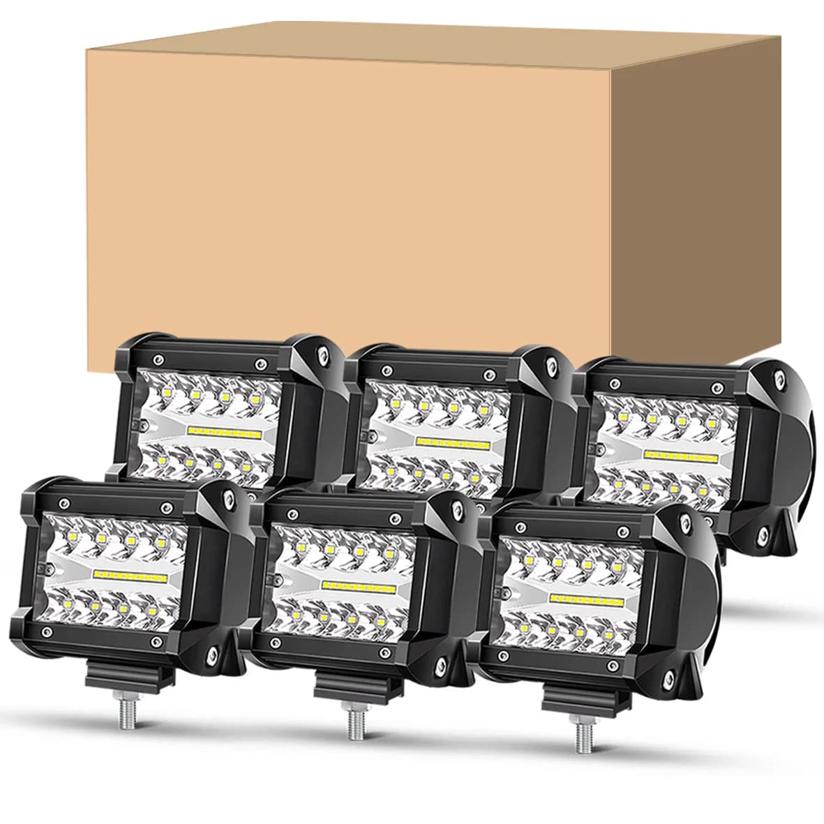 Barres lumineuses LED 6 pièces, projecteurs LED, feux de brouillard, feux tout-terrain, feux de trav