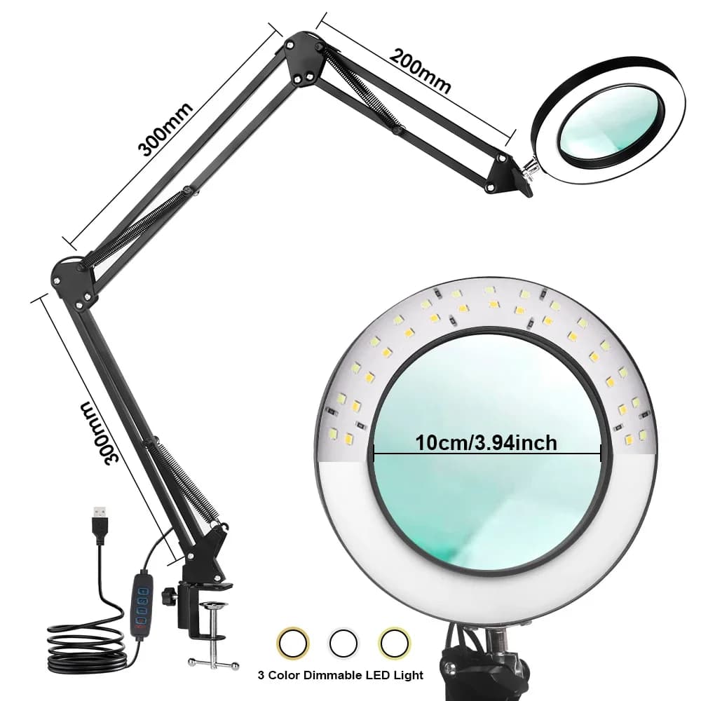 Lampe de Table LED à 3 segments, plage de réglage plus large, Modes d'éclairage 3 couleurs, luminosi