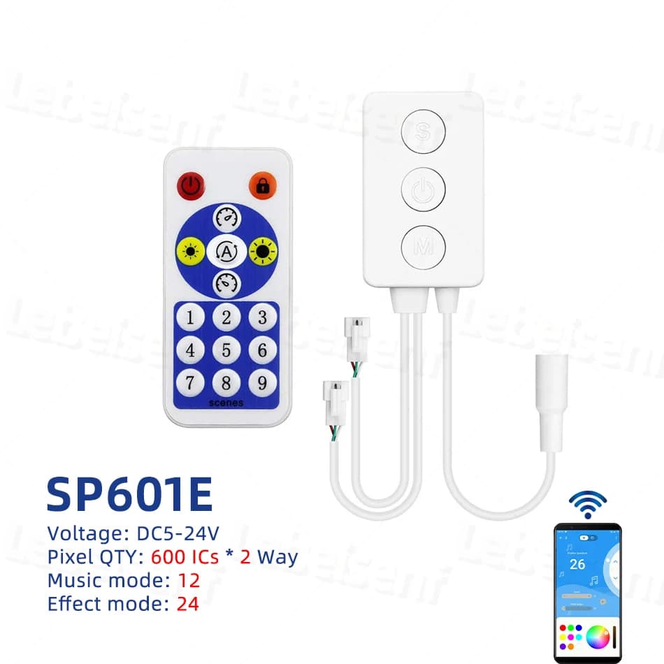 Contrôleur SP608E SP602E SP601E DC 5V 12V 24V intelligent Bluetooth avec variateur de musique pour b