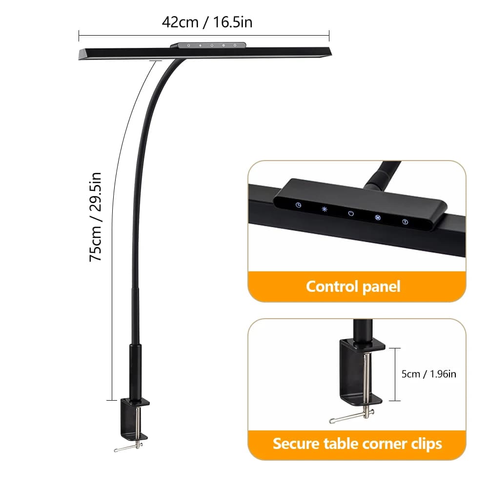 Lampe de bureau LED à tête unique, à commande tactile, à spectre complet, protectrice pour les yeux,