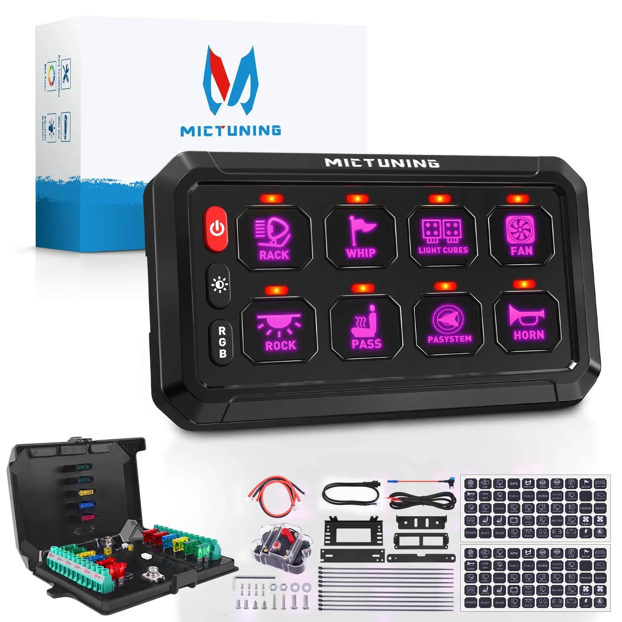 Mictuning 8/12 Gang RGB panneau de commutation Led barre lumineuse de travail commutateurs boîte con