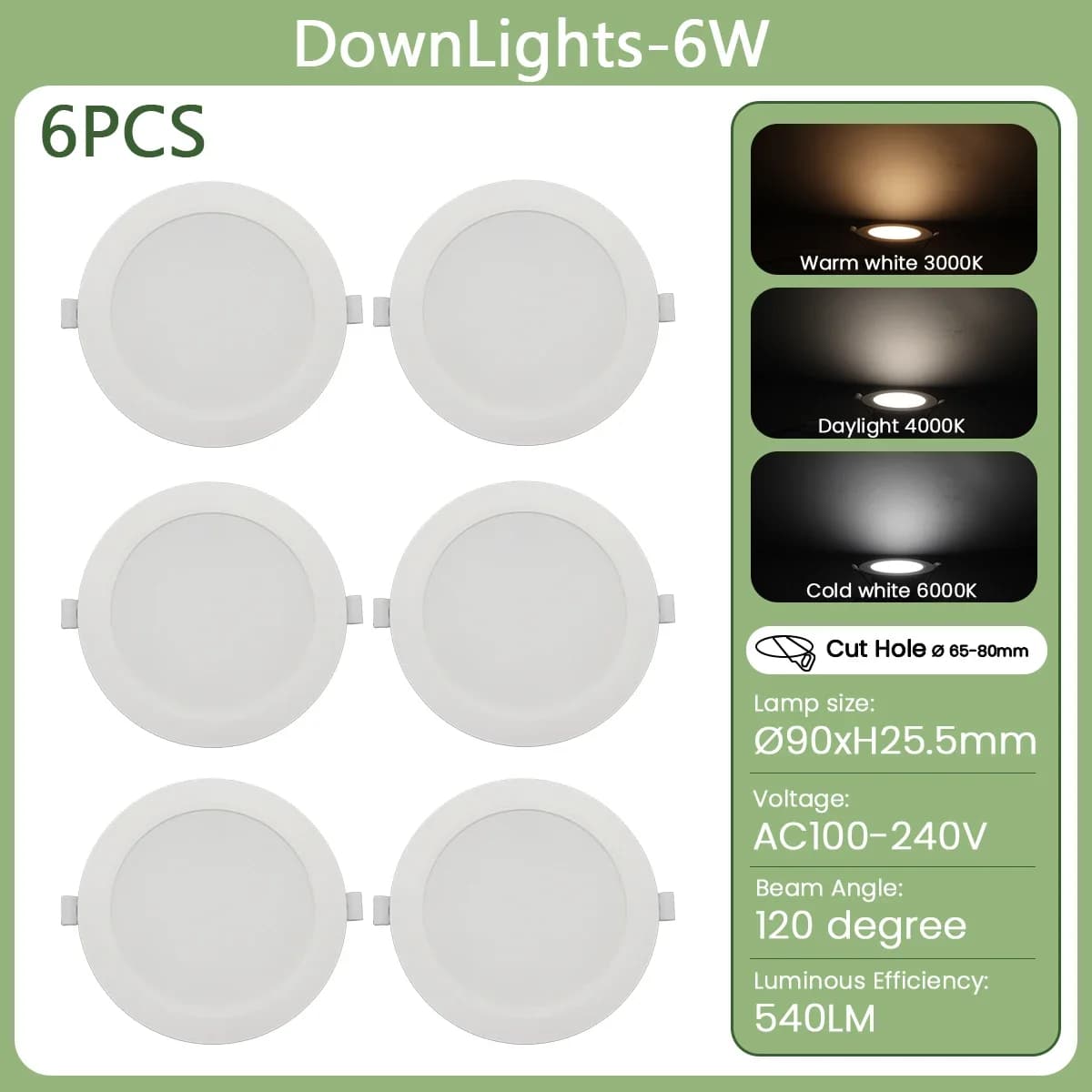 Spot Lumineux LED Rond Encastrable pour Éclairage d'Nik, Lumière Blanche Chaude ou Froide, 10/24W, 1